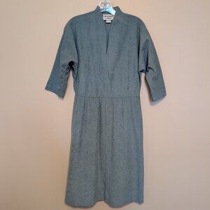 VINTAGE Melissa Lane light steel blue brushed poly a-line dolman sleeve dress 10